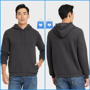 XL - Mens Textured Fleece Hooded Sweatshirt - Goodfellow Co - Charcoal Gray